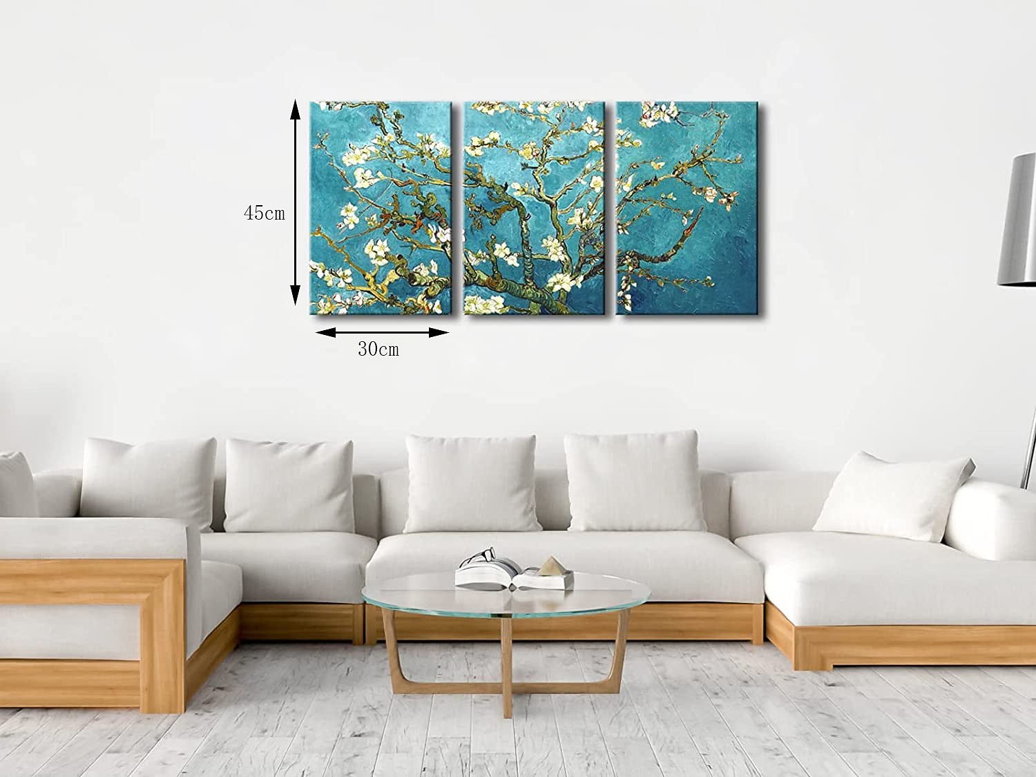 giclee vászonnyomatok fali dekorációhoz van Gogh festmények mandulavirág modern 3 részes kifeszített és bekeretezett absztrakt virágok műalkotás otthoni irodai dekoráció 2025 - $61.99 –P4