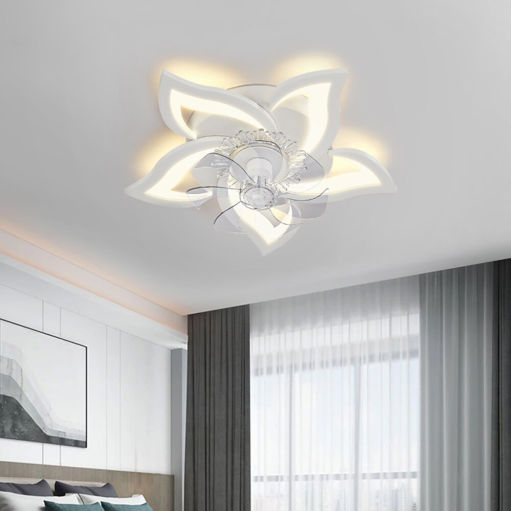 LED Ceiling Fans Dimmable with Remote Contral Flower Design Flush Mount Ceiling Lamp Acrylic Lampshade Chandelier Bedroom Living Room 2025 - $244.69 –P13