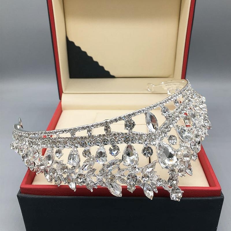 AW BRIDAL Crystal Wedding Tiara For Bride - Silver Princess Crown For Women | Buy Now With Express International Delivery