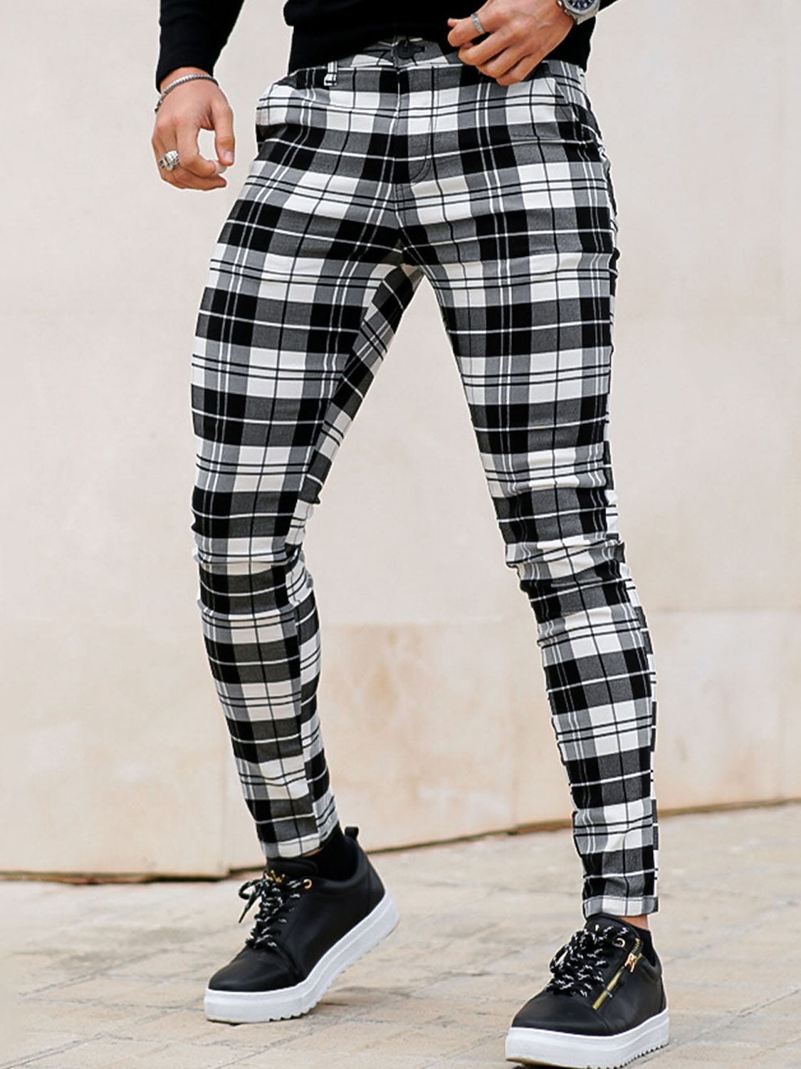 Per uomo Pantaloni Chino Pantaloni chino Pantaloni eleganti scozzesi Tasche A quadri Comfort Traspirante Esterno Giornaliero Per uscire Di tendenza Streetwear Bianco Rosso del 2026 a $31.99 –P5