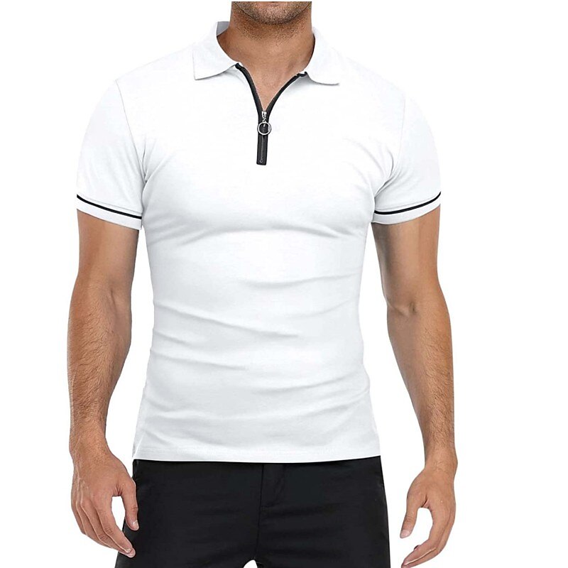 Men's Golf Shirt Polo Sports & Outdoor Casual Quarter Zip Short Sleeve Fashion Streetwear Solid Color Plain Zipper Summer Light Blue Black White Red Navy Blue Dark Grey Golf Shirt 2025 - $16.49 –P5