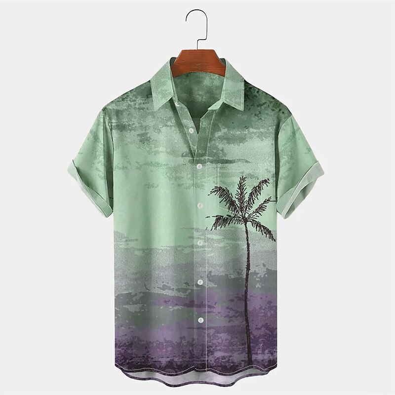 Herren Palme Tropische Pflanzen Hemd Hawaiihemd Sommerhemd Aloha-Shirt Kurze Ärmel Hemd Umlegekragen Tropisch Modisch Hawaiianisch Outdoor Strasse Hawaiianisch Rosa Blau Grün S M L 2025 - $24.99 –P5