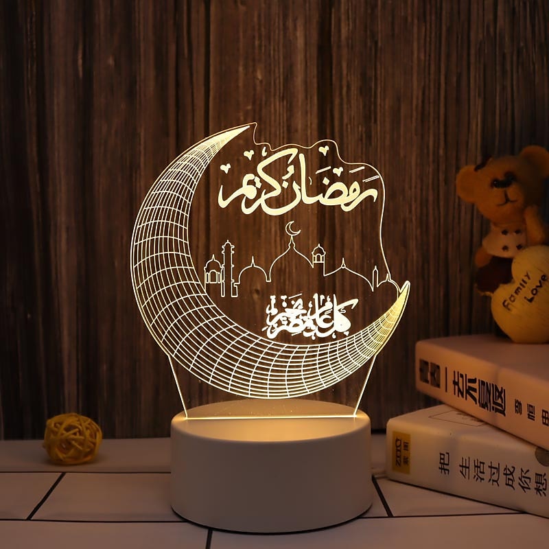 عيد مبارك ثلاثية الأبعاد زينة ضوء الليل أكريليك led إسلامي مسلم رمضان مهرجان لوازم للديكور المنزل مصباح ليلي ديكور غرفة نوم 2025 - $12.49 –P5