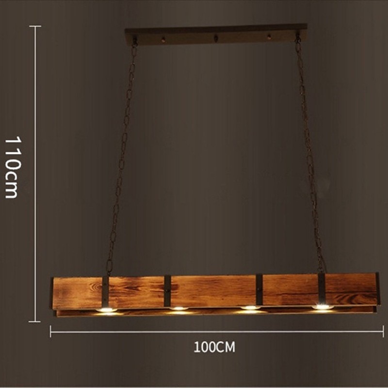 светодиодный подвесной светильник 100 см лайнер дизайн теплый белый 4-светлое дерево промышленный винтажный стиль украшает вход в домашний офис&amp; столовая 2025 - $299.99 –P11