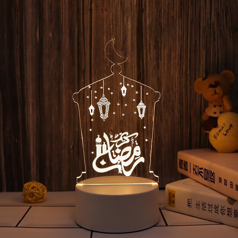 عيد مبارك ثلاثية الأبعاد زينة ضوء الليل أكريليك led إسلامي مسلم رمضان مهرجان لوازم للديكور المنزل مصباح ليلي ديكور غرفة نوم 2025 - $12.49 –P3