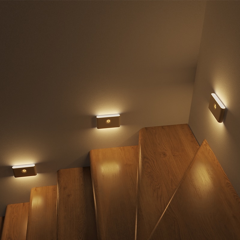 pir luz noturna de detecção de movimento usb recarregável led luz noturna de detecção de corpo humano lâmpada de parede de controle de luz inteligente para quarto guarda-roupa de parede banheiro casa de 2025 por $19.49 –P6