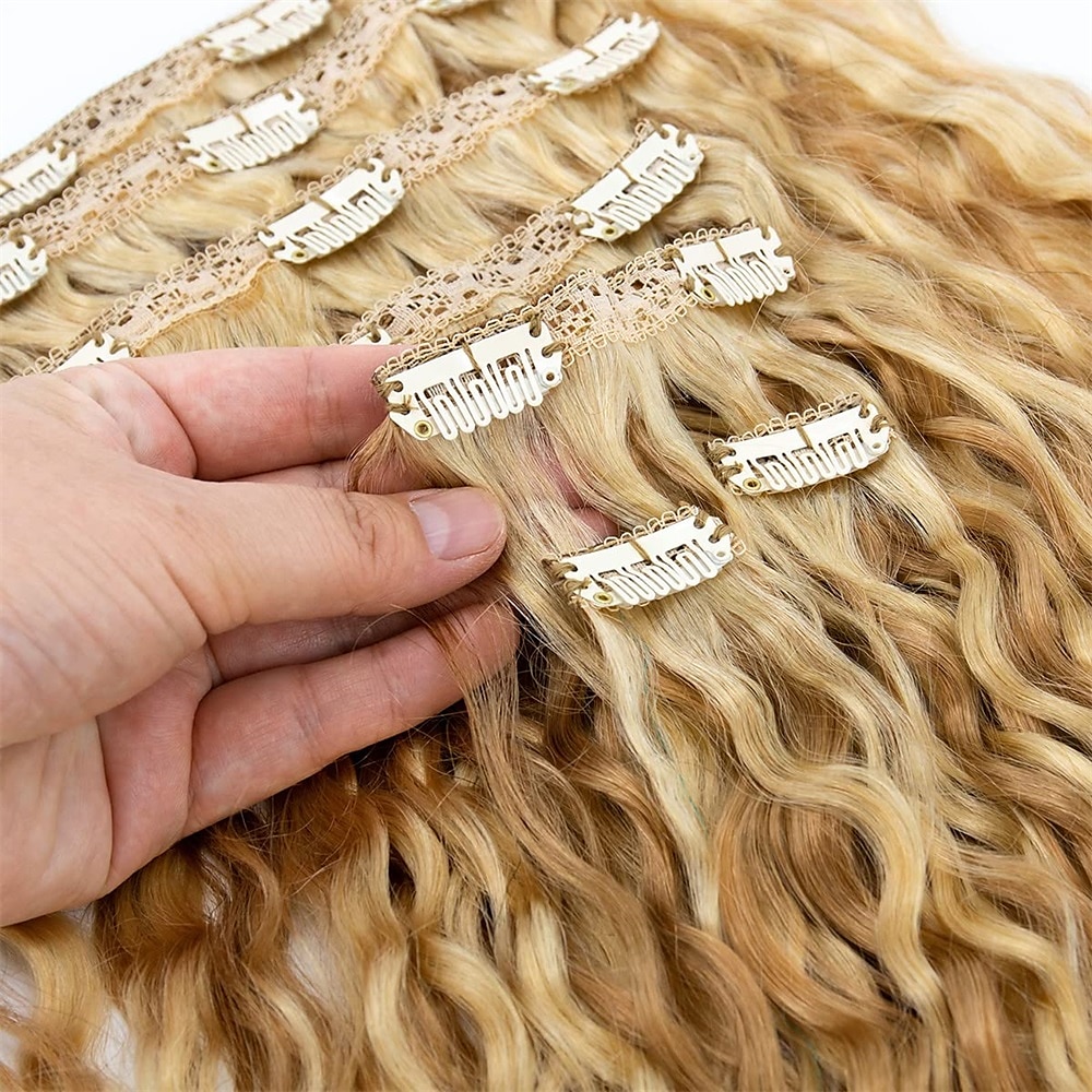 Brazilian P27-613 Water Wave Blonde Human Hair Extensions Unprocessed Human Hair Bundles Weft 1PC 100g Piano Color (18 100G Clip In Human Hair 2025 - $98.99 –P2