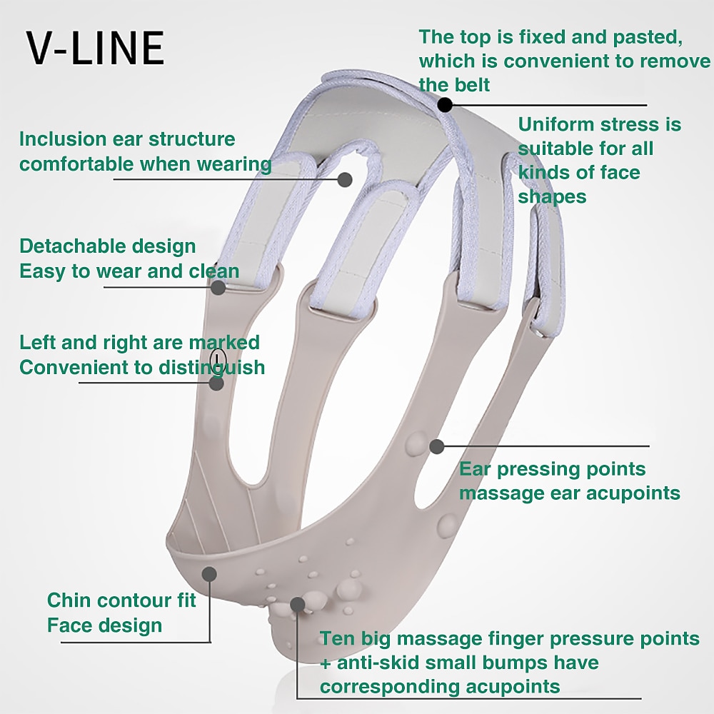 Silicone V Shape Bandage Face Lift Up Slimming Mask Belt Anti Wrinkle Reduce Double Chin Band V Face Chin Cheek Strap 2025 - $17.99 –P3