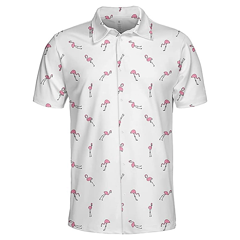 Per uomo Fenicottero Tropicale Camicia Camicia hawaiana Camicia Aloha Manica corta Camicia Collo ripiegabile Originale Monocolore Classico Per eventi Nero Bianco Stampa 3D S M L del 2026 a $25.99 –P4