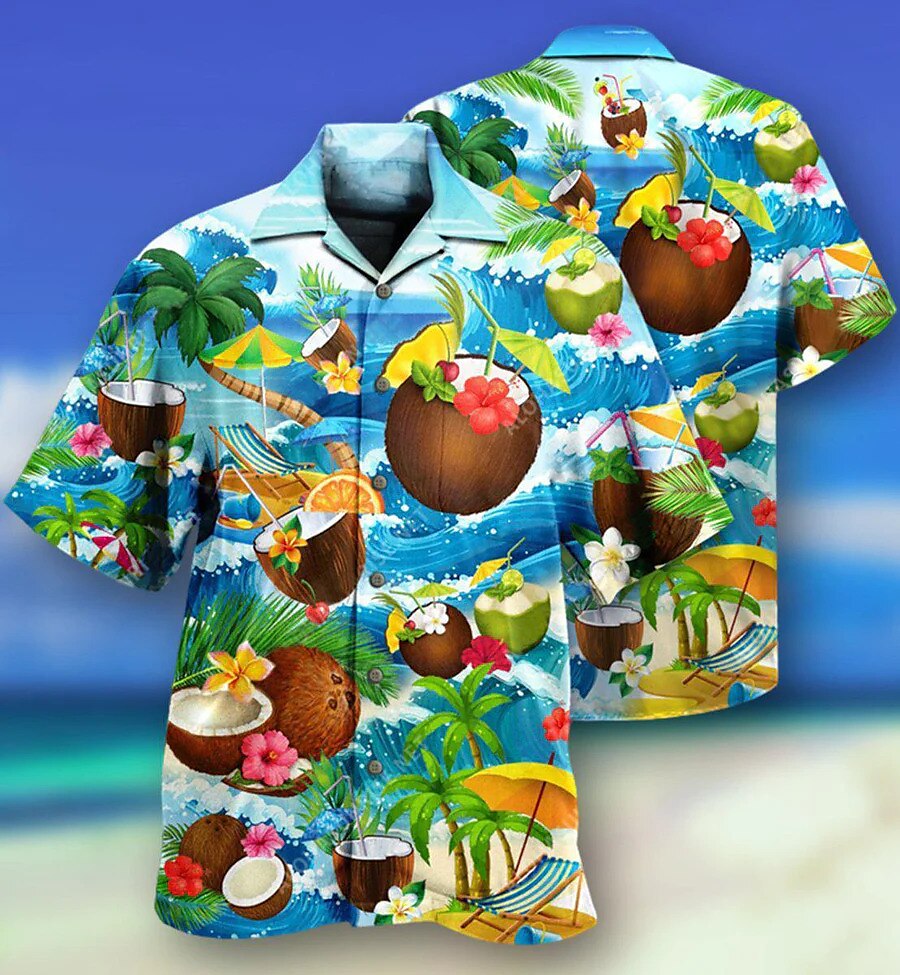 Hawaiian Shirt Men's Short Sleeve Shirt 3D Palm Trees Summer Shirt