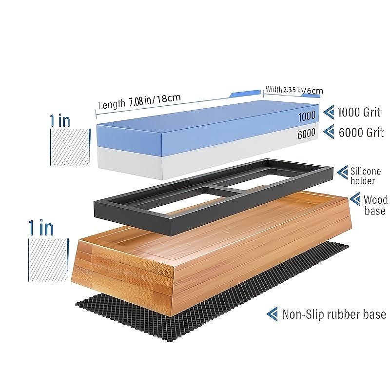1pc Premium Whetstone, Knife Sharpening Stone, 2 Side Grit 1000/6000 Waterstone, Whetstone Knife Sharpener, Non-Slip Bamboo Base &amp; Angle Guide 2025 - $35.99 –P2