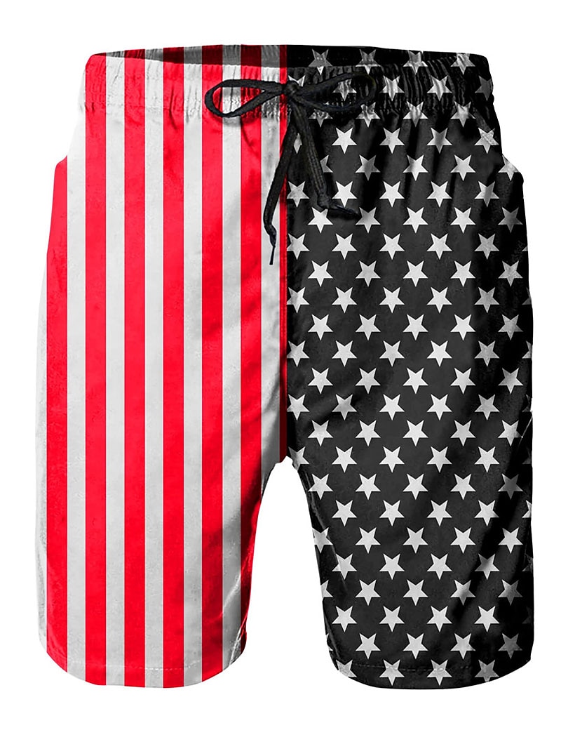 Herr Grafiska tryck Landsflagga Badshorts Boardshorts Medium Midja Hawaiisk Boho Ledigt Dagligen Helgdag Snörning med meshfoder Elastisk midja Designer Kläder 2025 - $19.99 –P18