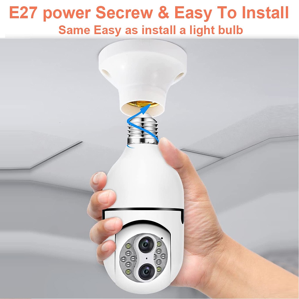 Upgraded Dual Lens 10XHybrid Zoom Light Bulb Security Camera WIFI 360 Auto Tracking Security Camera Color Night Vision Siren& Light Alarm PTZ IP Camera For Home Security 2025 - $52.99 –P9