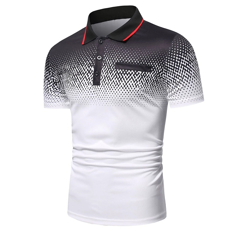Men's Polo Shirt Golf Shirt Casual Holiday Ribbed Polo Collar Classic Short Sleeve Fashion Basic Color Block Button Summer Regular Fit Fire Red Black White Blue Orange Grey Polo Shirt 2025 - $17.99 –P1