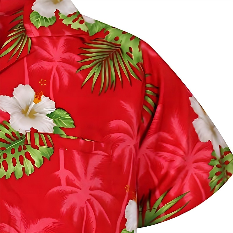 Bărbați Floral Grafic Flori tropicale Cămașă Cămașă de vară Cămașă casual Manșon scurt Cămașă Răsfrânt Modă Șic Stradă De Bază Casual Zilnic Hawaiian Roz Îmbujorat Roșu-aprins Albastru piscină S M L 2025 - $24.99 –P1