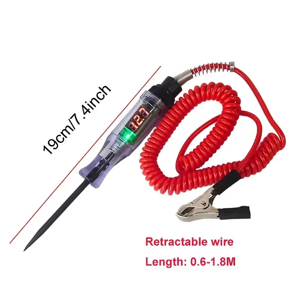 Car Test Pen Circuit Tester DC Truck Voltage Digital Display Long Probe Pen With Light Automotive Diagnostic Tools Auto Repair Tool 2025 - $14.99 –P2