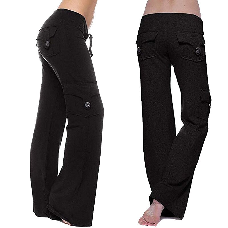 Women's Yoga Pants Drawstring Multiple Pockets Tummy Control Butt Lift High Waist Yoga Fitness Gym Workout Bottoms Black White Blue Sports Activewear Stretchy Loose Fit 2023 - US $22.99 –P2