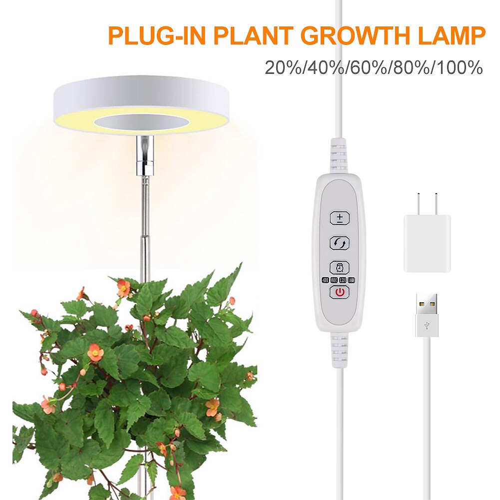 ängelring odlingslampor för inomhusväxter usb dimbar fullspektrum halo växtlampa med timer blomkruka frö växa ljus 2025 - $22.99 –P8