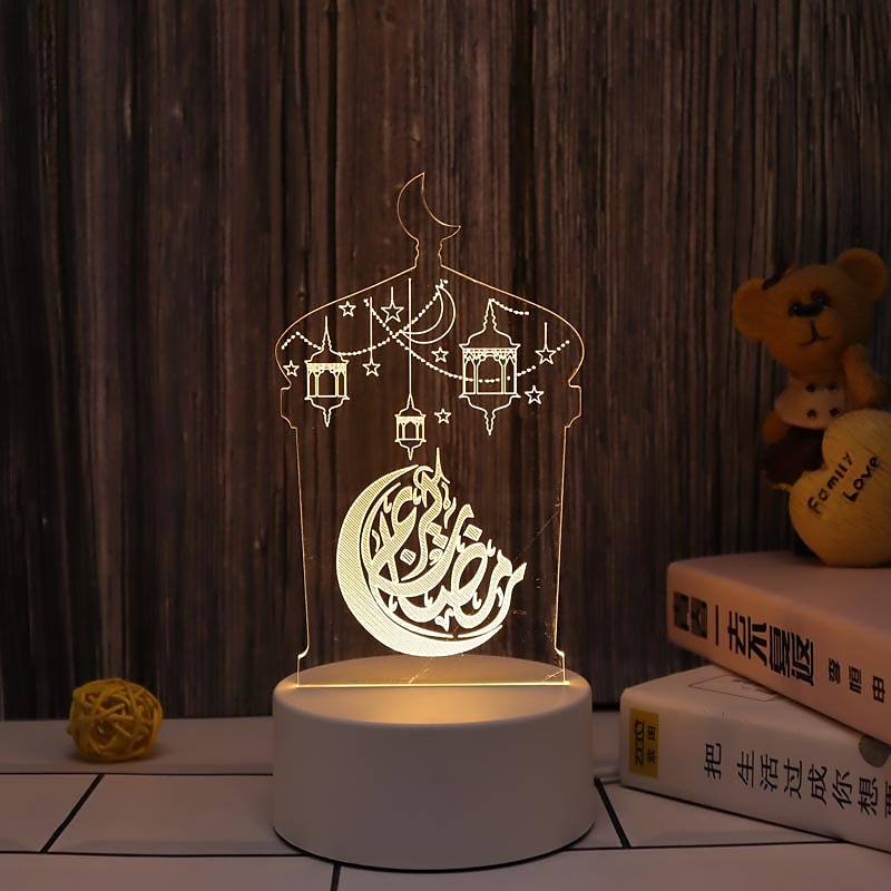 عيد مبارك ثلاثية الأبعاد زينة ضوء الليل أكريليك led إسلامي مسلم رمضان مهرجان لوازم للديكور المنزل مصباح ليلي ديكور غرفة نوم 2025 - $12.49 –P17