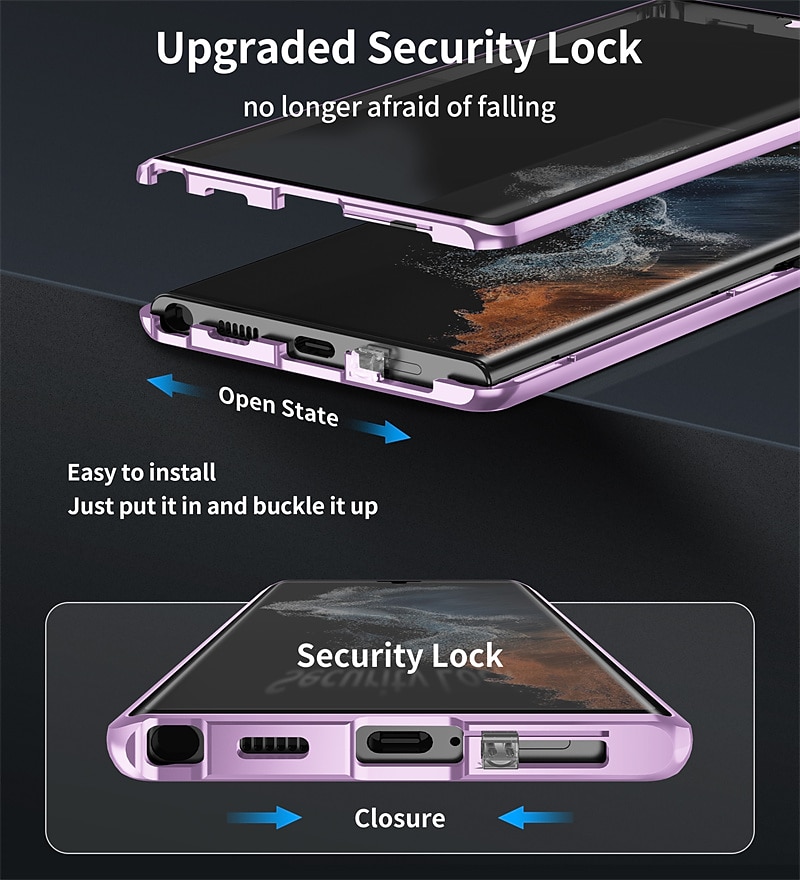 Phone Case For Samsung Galaxy S26 Ultra Plus S25 S24 S23 S22 S21 Ultra Plus Full Body Case Magnetic Adsorption With Magsafe Portable Flip Clear Transparent Solid Colored Aluminum Alloy Plastic 2026 - $28.99 –P5