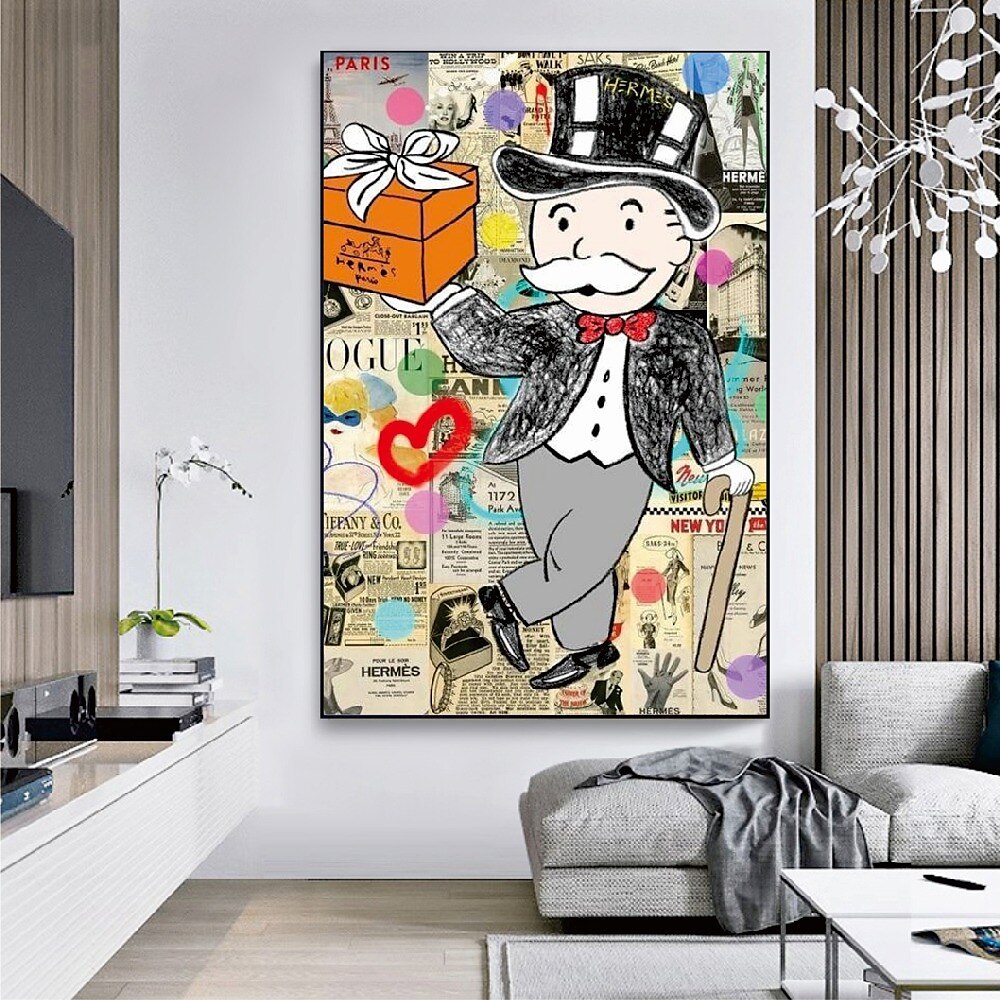 NEW Hermes Monopoly Man Custom Graffiti Art Print Poster Canvas Alec Money