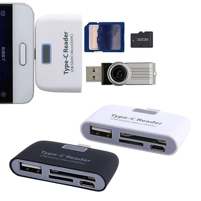 lettore di schede multifunzionale smart 4 in 1 laptop pc telefono durevole tf micro sd con porta di ricarica micro usb usb 3.1 adattatore universale di tipo c lettore di schede otg del 2025 a $11.99 –P3