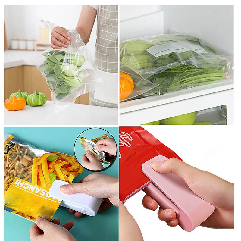 Portable Kitchen Storage Food Snack Seal Sealing Bag Clips Sealer Clamp  Plastic Tool Refrigerator Sticker Kitchen Accessories