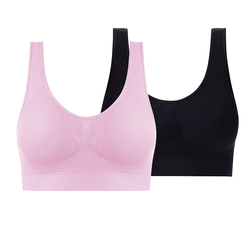 2 Pack Underwear Women's Plus Size Deep U Comfortable Beauty Back Yoga Vest with Pads No Steel Ring Gathered Shock-proof Sports Bra Home Outfits 2025 - $16.99 –P9