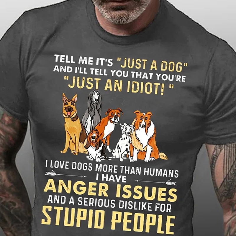 Men's Animal Dog Letter Graphic Prints T Shirt Graphic Tee Cotton Short Sleeves Graphic Shirt Wine Black Red Comfortable Tee Vacation Street Fashion Designer Clothing 2025 - $15.99 –P2
