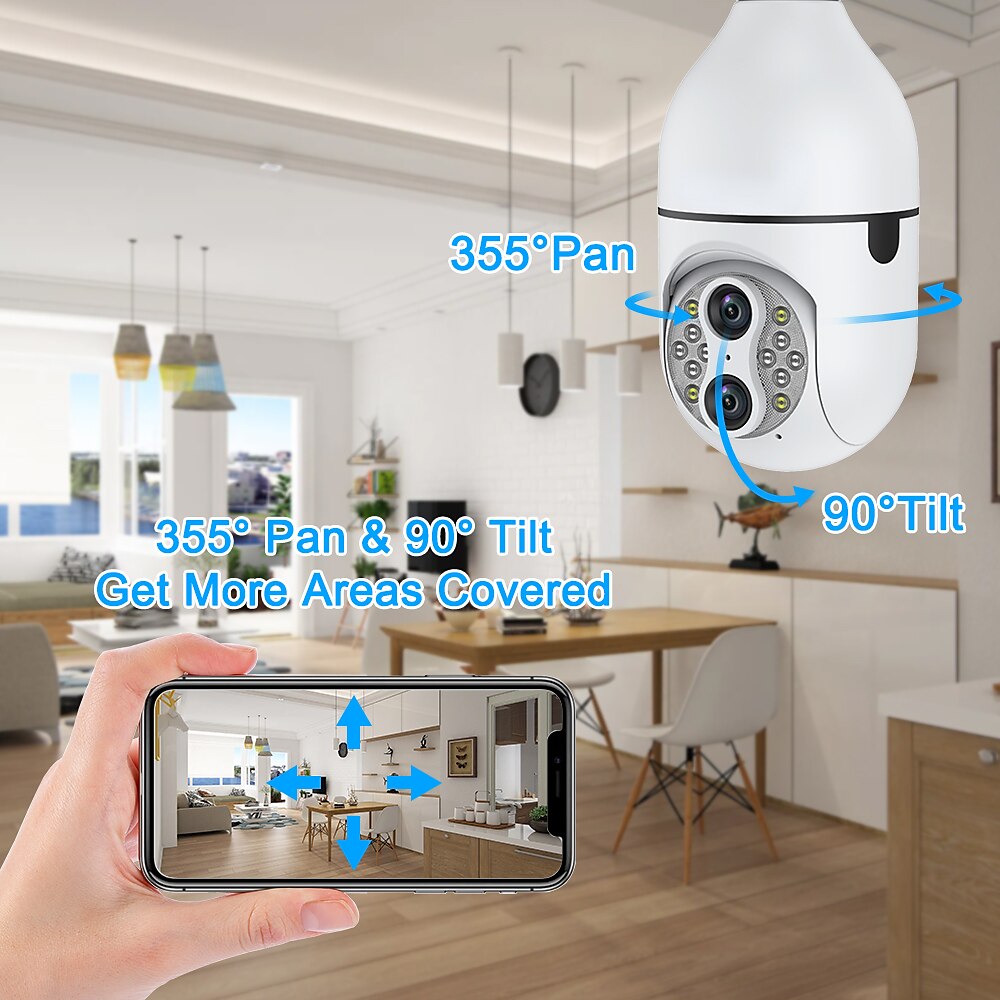 Upgraded Dual Lens 10XHybrid Zoom Light Bulb Security Camera WIFI 360 Auto Tracking Security Camera Color Night Vision Siren& Light Alarm PTZ IP Camera For Home Security 2025 - $52.99 –P5
