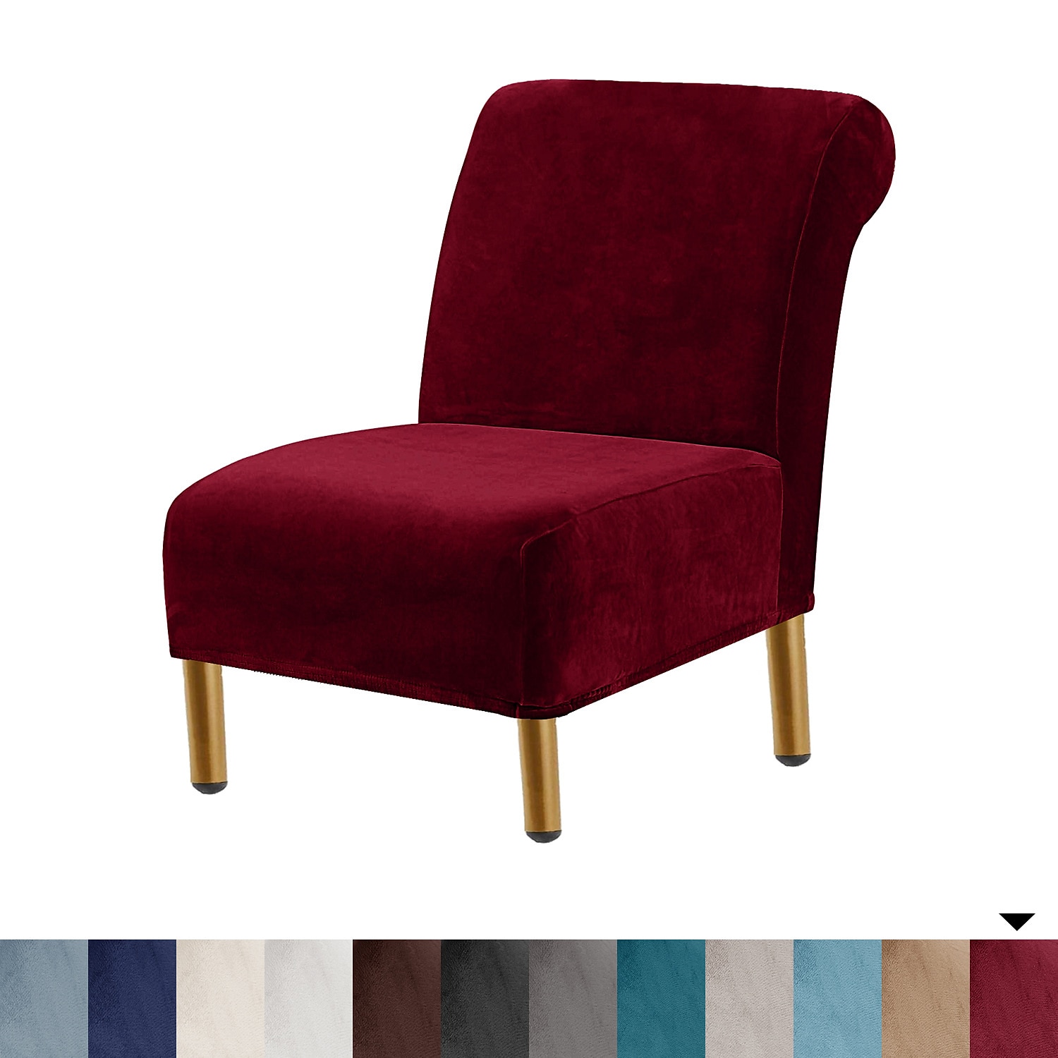 Housse de chaise d'appoint sans accoudoirs en velours pour salon, housse de protection de chaise avec fond élastique, lavable en machine de 2025 ? $25.99 –P12