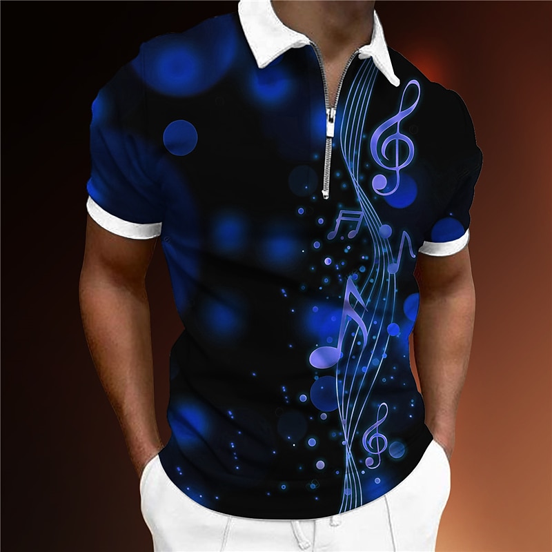 Festival musicale Per uomo Musica Polo con zip Maglia da golf Manica Corta Magliette polo Camicie con Colletto Casual Abbigliamento da vacanza Abbigliamento da festa Abiti da festa Stampa 3D Polo con del 2026 a $23.99 –P3