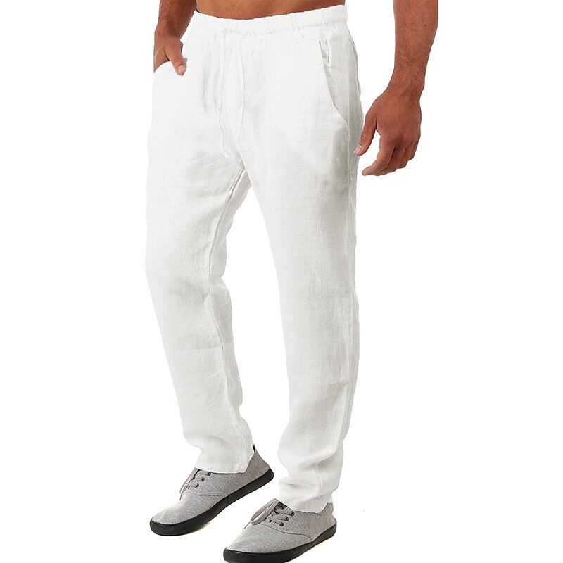 Ανδρικά Λευκά παντελόνια Παντελόνια Καλοκαίρι παντελόνι Τσέπη Σκέτο Άνεση Αναπνέει ΕΞΩΤΕΡΙΚΟΥ ΧΩΡΟΥ Καθημερινά Εξόδου Μοντέρνα Κομψό στυλ street Μαύρο Λευκό 2026 - $22.99 –P5