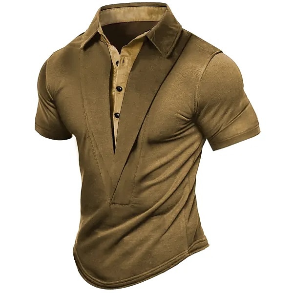 Herr Henleytröja Kortärmad V-hals Slät Designer Ledigt Retro Utomhus Dagliga kläder Drak Grey Svart Marinblå Topp t-shirt för män 2025 - $17.99 –P3
