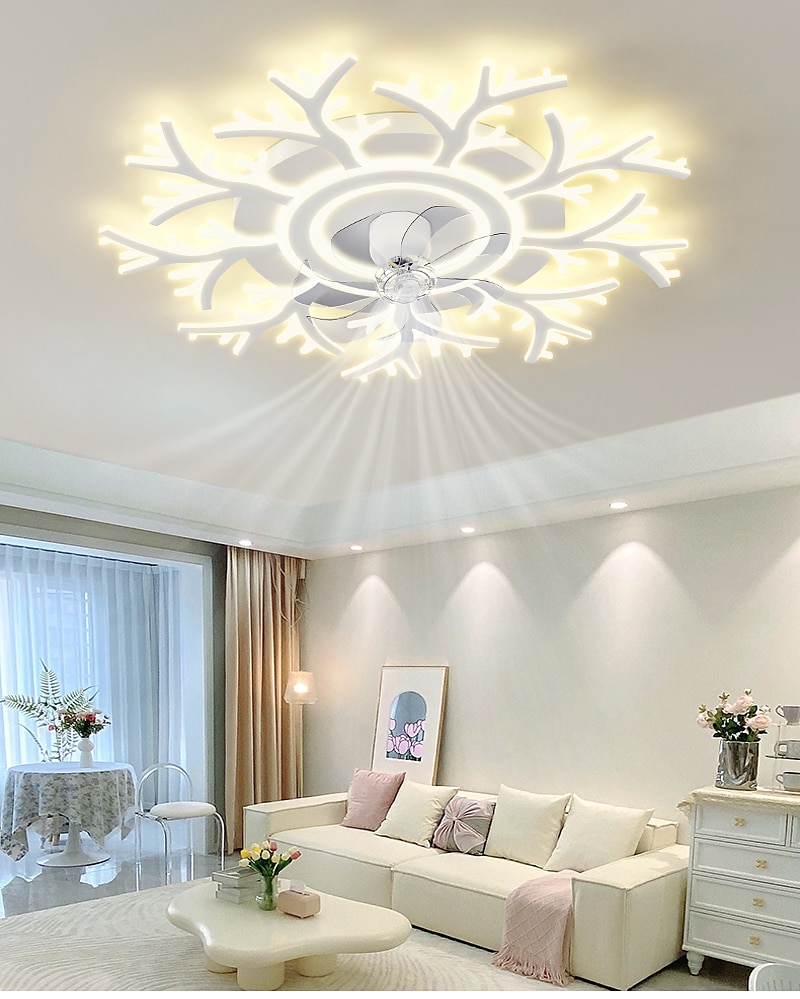 Ventilatori A Soffitto A Led Dimmerabili Con Telecomando A Forma Di Fiore Design Da Incasso A Soffitto Con Paralume In Acrilico Lampadario Camera Da Letto Soggiorno del 2025 a $424.69 –P2