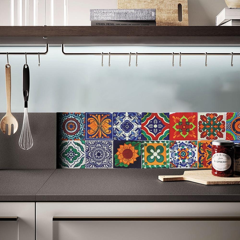 papéis de parede legais mural de parede 24 peças estilo mandala azulejos tickers decalques de parede adesivos de azulejos de mosaico adesivos de parede retrô à prova d'água e removíveis de 2025 por $10.49 -P11