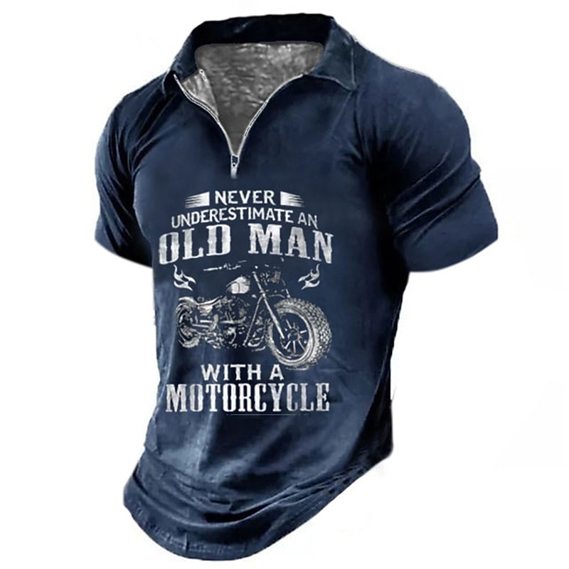 Polo grafica a maniche corte da uomo - Non Sottovalutare Un Uomo Anziano Con Una Moto Maglietta Regalo Biker del 2026 a $23.99 –P1