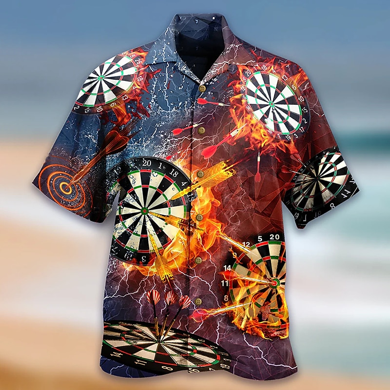 Men's Darts Shirt Summer Hawaiian Shirt Aloha Shirt Short Sleeve Shirt Turndown Fashion Designer Casual Street Daily Holiday Black Red Blue 3D Print S M L 2025 - €26.99 –P5
