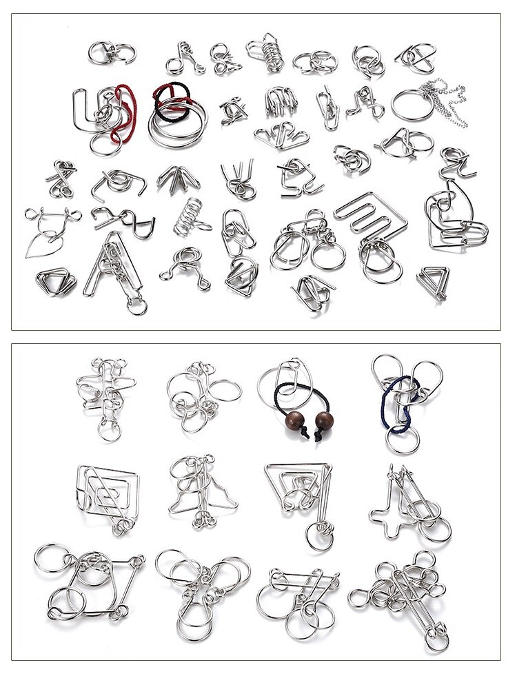 8 st/set iq metall pussel hjärnteaser intelligens lösning ring montessori pussel för barn vuxna anti-stress fidget leksak 2025 - $17.99 –P8