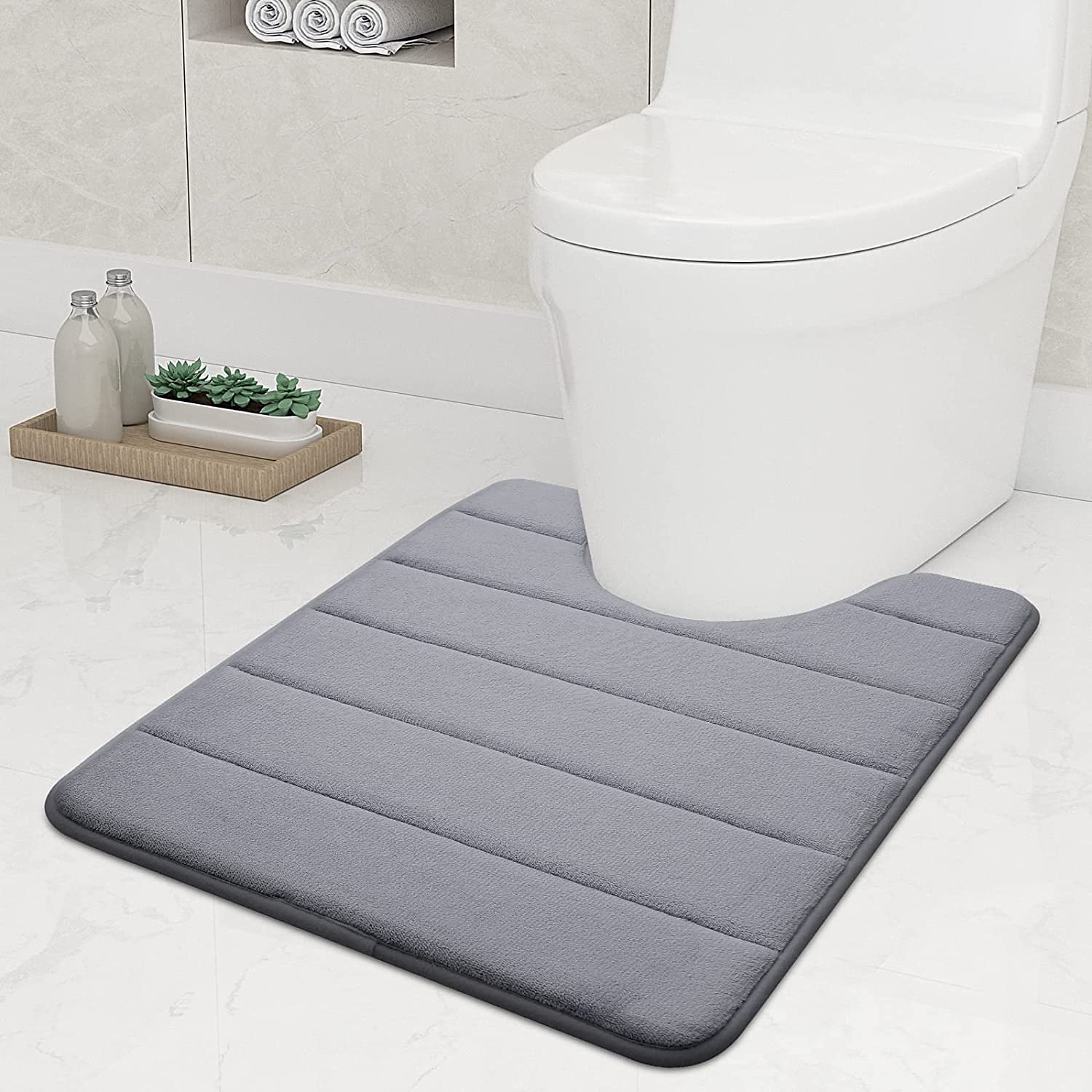 Badematte aus Memory-Schaum, rutschfeste Kontur-WC-Badematte, U-förmige, rutschfeste, saugfähige, dicke, weiche, waschbare Badezimmerteppiche, Bodenteppich, Badematte für Badezimmer, Waschbecken, 2025 - $7.99 –P1