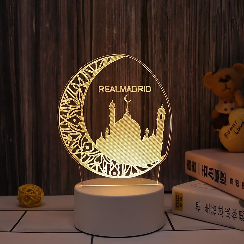 عيد مبارك ثلاثية الأبعاد زينة ضوء الليل أكريليك led إسلامي مسلم رمضان مهرجان لوازم للديكور المنزل مصباح ليلي ديكور غرفة نوم 2025 - $12.49 –P16