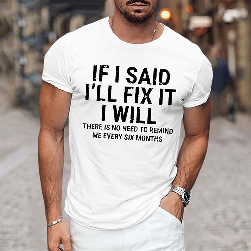 Herr Grafiska tryck Rolig brevtryck T-shirt Grafiska utslagsplatser Bomull Kort ärm Grafisk Skjorta Svart Vit Marinblå Bekväm t-shirt Semester Gata Modedesignerkläder 2025 - $15.99 –P5