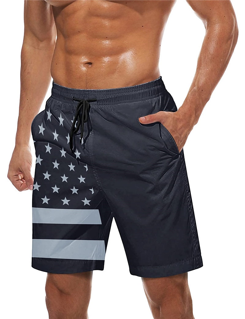 Herr Grafiska tryck Landsflagga Badshorts Boardshorts Medium Midja Hawaiisk Boho Ledigt Dagligen Helgdag Snörning med meshfoder Elastisk midja Designer Kläder 2025 - $19.99 –P4