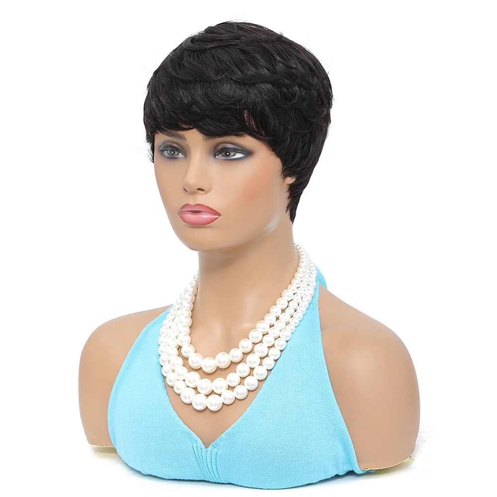perruques de cheveux courts coupe de lutin droite courte bob perruque pour les femmes noires 100% brésilienne vierge de cheveux humains non dentelle pleine machine faite 6 pouces naturel noir couleur de 2025 ? $24.99 –P4