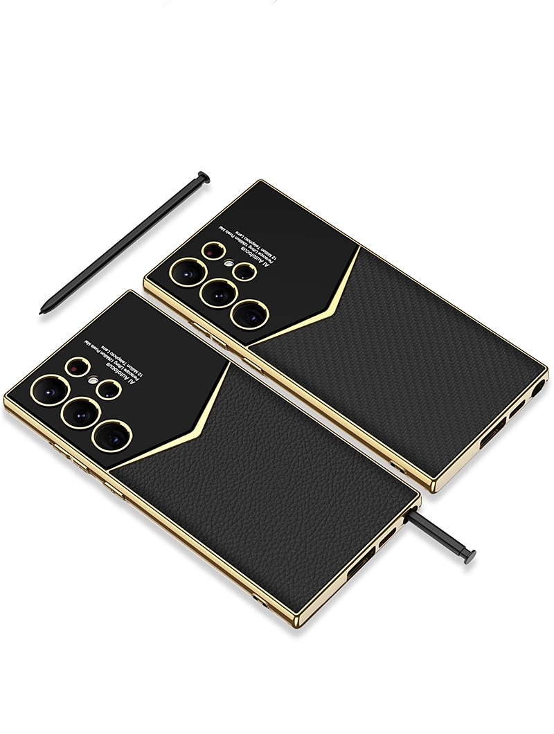 telefon Carcasă Pro Samsung Galaxy S25 S24 Ultra Plus S23 Zadní kryt Držák na tužky Galvanizované Ochrana celého těla Jednobarevné PC PU kůže 2025 - $18.99 –P1