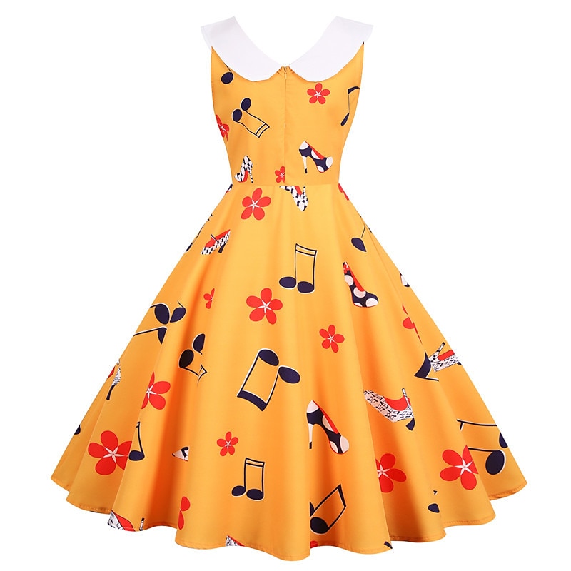Retro / vintage 1950 Rochie de epoca Rochie leagăn Rochie Flare Note muzicale Pentru femei Carnaval Mascaradă Casul / Zilnic Petrecerea Burlăcițelor Adulți Rochie Rochii de acasă 2025 - $23.99 –P4