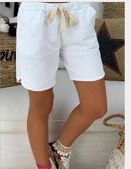 Femme Short Bermuda Mode Court Plein Cordon Poches latérales Confort Micro-élastique Vacances Plage Noir Blanche Kaki Standard de 2025 ? $16.99 –P1