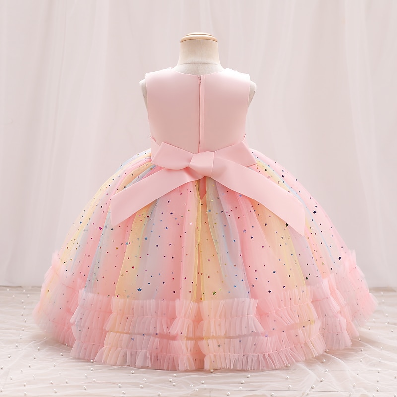 Kinder Mädchen Partykleid Einfarbig Ärmellos Leistung Besonderer Anlass Knotenbinde Elegant Polyester Knielang Tüllkleid Sommer Frühling 3-10 Jahre Champagner Rosa Blau 2025 - $47.99 –P3