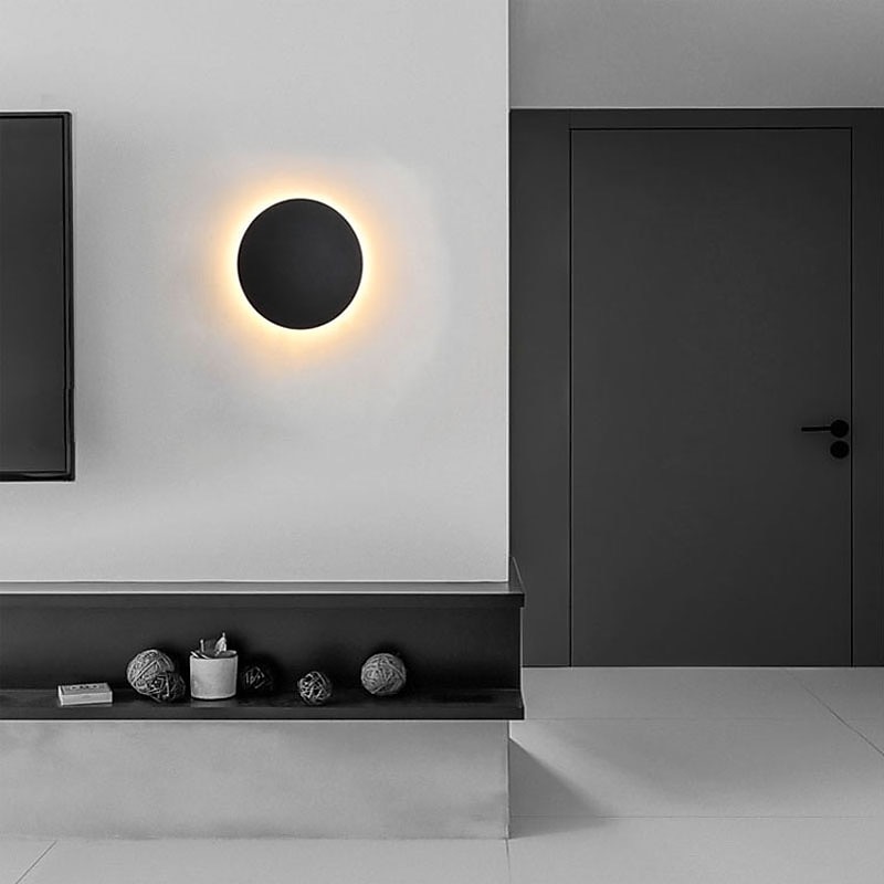 светодиодный наружный настенный светильник водонепроницаемый дизайн круга черный теплый белый / белый настенное освещение ip65 водонепроницаемый акриловый металлический наружный настенный светильник 2025 - $66.99 –P2
