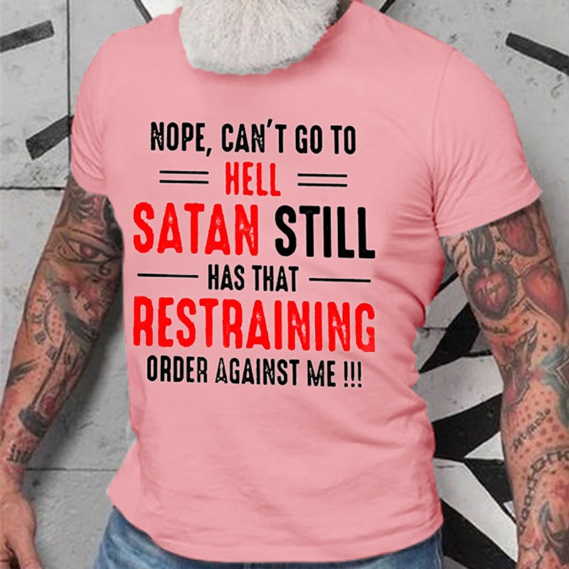 Homme Graphique Lettre Non je ne peux pas aller en enfer T-shirt Style décontracté 100% Coton Manche Courte Graphique Chemise Noir Blanche Rouge T-shirt confortable Rue Occasionnel Vêtements de de 2025 ? $15.99 –P16